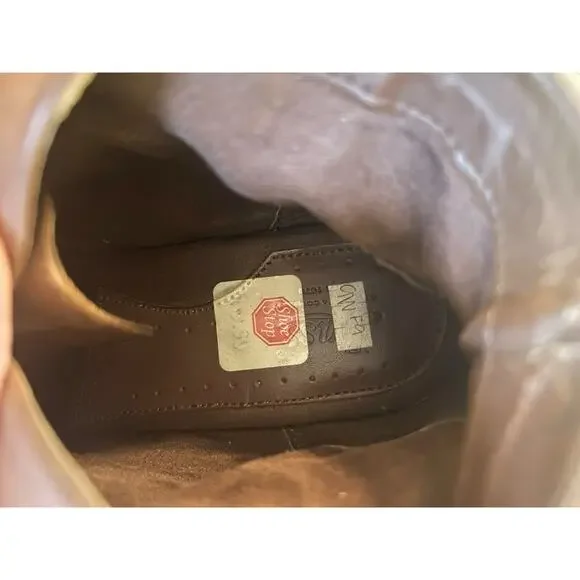 Vintage GH Bass Women's Gold Toggle Cognac Brown Leather Ankle Boots 9 W Classic - Picture 5 of 12